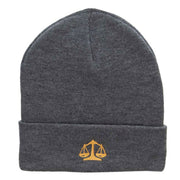 Scales Of Justice Embroidered 12 Inch Long Knitted Beanie