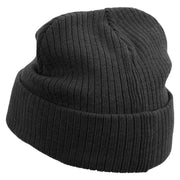 Pointing Finger Embroidered Big Size Cuff Long Beanie - Black OSFM