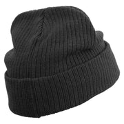 Pointing Finger Embroidered Big Size Cuff Long Beanie - Black OSFM