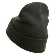 Licensed Star US Army Veteran Military Embroidered 12 Inch Long Knitted Beanie - DK-Grey OSFM