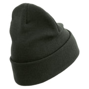 Licensed Star US Army Veteran Military Embroidered 12 Inch Long Knitted Beanie - DK-Grey OSFM