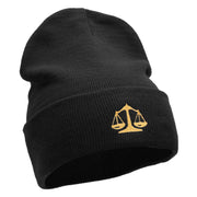 Scales Of Justice Embroidered 12 Inch Long Knitted Beanie