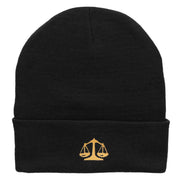 Scales Of Justice Embroidered 12 Inch Long Knitted Beanie