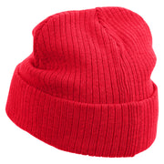 Pointing Finger Embroidered Big Size Cuff Long Beanie - Red OSFM