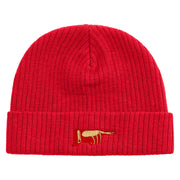 Pointing Finger Embroidered Big Size Cuff Long Beanie - Red OSFM