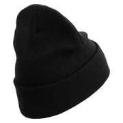 Licensed Star US Army Veteran Military Embroidered 12 Inch Long Knitted Beanie - Black OSFM