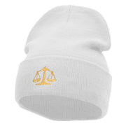 Scales Of Justice Embroidered 12 Inch Long Knitted Beanie