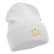 Scales Of Justice Embroidered 12 Inch Long Knitted Beanie