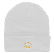 Scales Of Justice Embroidered 12 Inch Long Knitted Beanie