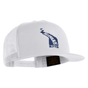 Delaware River Map Embroidered Mesh Trucker Snapback Cap - White OSFM