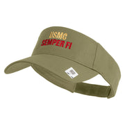 USMC Semper Fi Design Embroidered Cotton Twill Sun Visor - Khaki OSFM