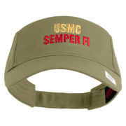 USMC Semper Fi Design Embroidered Cotton Twill Sun Visor - Khaki OSFM