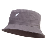 Bird Feather Embroidered Pigment Dyed Bucket Hat - Charcoal OSFM