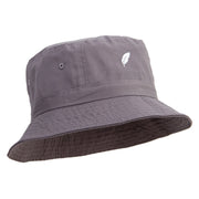 Bird Feather Embroidered Pigment Dyed Bucket Hat - Charcoal OSFM