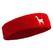 Lama Sihouette Embroidered Head Band (Terry) - Red OSFM