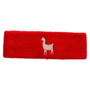 Lama Sihouette Embroidered Head Band (Terry) - Red OSFM