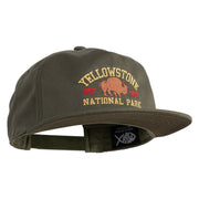 Yellowstone National Park Embroidered Cotton Flat Bill Cap - Olive OSFM