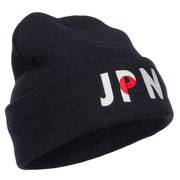 Japan JPN Flag Embroidered Long Beanie