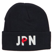 Japan JPN Flag Embroidered Long Beanie