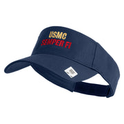 USMC Semper Fi Design Embroidered Cotton Twill Sun Visor - Navy OSFM