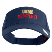USMC Semper Fi Design Embroidered Cotton Twill Sun Visor - Navy OSFM