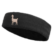 Lama Sihouette Embroidered Head Band (Terry) - Black OSFM