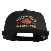 Yellowstone National Park Embroidered Cotton Flat Bill Cap - Black OSFM