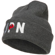 Japan JPN Flag Embroidered Long Beanie