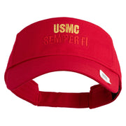 USMC Semper Fi Design Embroidered Cotton Twill Sun Visor - Red OSFM