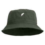 Bird Feather Embroidered Pigment Dyed Bucket Hat - Dk-Green OSFM