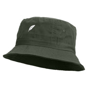 Bird Feather Embroidered Pigment Dyed Bucket Hat - Dk-Green OSFM