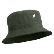 Bird Feather Embroidered Pigment Dyed Bucket Hat - Dk-Green OSFM