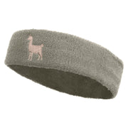 Lama Sihouette Embroidered Head Band (Terry) - Lt-Grey OSFM