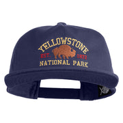 Yellowstone National Park Embroidered Cotton Flat Bill Cap - Navy OSFM