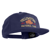 Yellowstone National Park Embroidered Cotton Flat Bill Cap - Navy OSFM