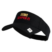 USMC Semper Fi Design Embroidered Cotton Twill Sun Visor - Black OSFM
