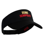 USMC Semper Fi Design Embroidered Cotton Twill Sun Visor - Black OSFM