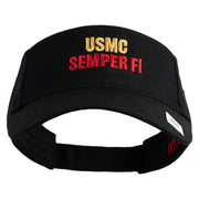 USMC Semper Fi Design Embroidered Cotton Twill Sun Visor - Black OSFM