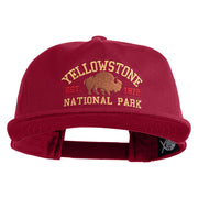Yellowstone National Park Embroidered Cotton Flat Bill Cap - Burgundy OSFM