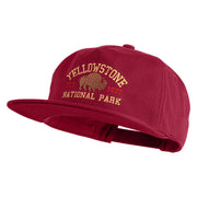 Yellowstone National Park Embroidered Cotton Flat Bill Cap - Burgundy OSFM