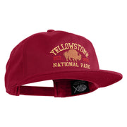 Yellowstone National Park Embroidered Cotton Flat Bill Cap - Burgundy OSFM