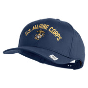 US Marine Corps Emblem Design Embroidered Solid Cotton Twill Pro Style Cap - Navy OSFM