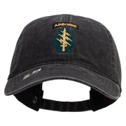 Licensed 1st Special Forces Command Embroidered Washed Solid Pigment Dyed Cotton Twill Brass Buckle Cap - Black OSFM