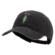 Licensed 1st Special Forces Command Embroidered Washed Solid Pigment Dyed Cotton Twill Brass Buckle Cap - Black OSFM