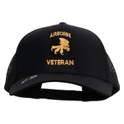 Licensed 17th Airborne Division Veteran Embroidered Solid Cotton Twill Mesh Prostyle Cap - Black OSFM
