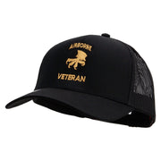 Licensed 17th Airborne Division Veteran Embroidered Solid Cotton Twill Mesh Prostyle Cap - Black OSFM