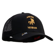 Licensed 17th Airborne Division Veteran Embroidered Solid Cotton Twill Mesh Prostyle Cap - Black OSFM