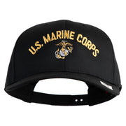 US Marine Corps Emblem Design Embroidered Solid Cotton Twill Pro Style Cap - Black OSFM