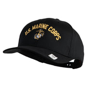 US Marine Corps Emblem Design Embroidered Solid Cotton Twill Pro Style Cap - Black OSFM