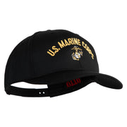 US Marine Corps Emblem Design Embroidered Solid Cotton Twill Pro Style Cap - Black OSFM